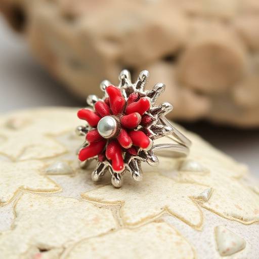 Anello in argento 925 con corallo rosso, realizzato a Torre del Greco, Campania