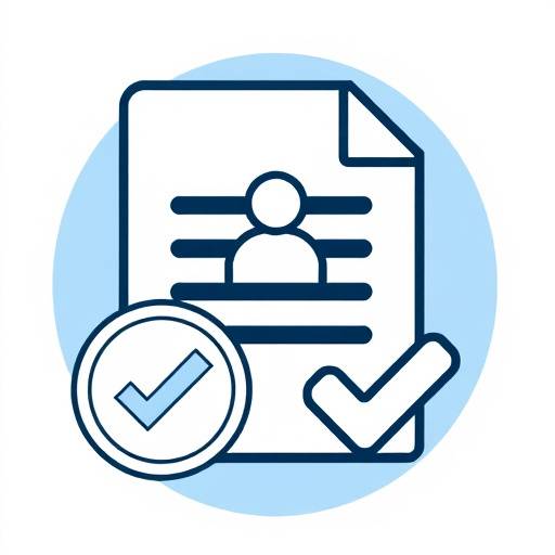 Icona che rappresenta i diritti degli utenti con un documento e una spunta