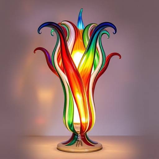 Immagine di una lampada in vetro di Murano soffiato