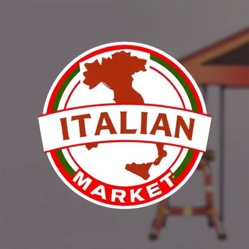 Logo di Bottega Italiana, una rappresentazione stilizzata di un mercato con prodotti tipici italiani.