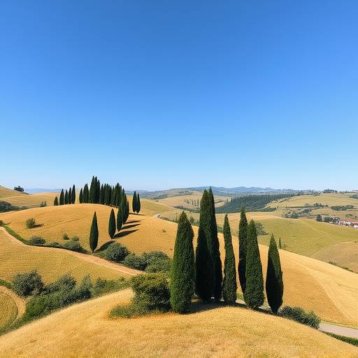 Paesaggio collinare toscano con cipressi