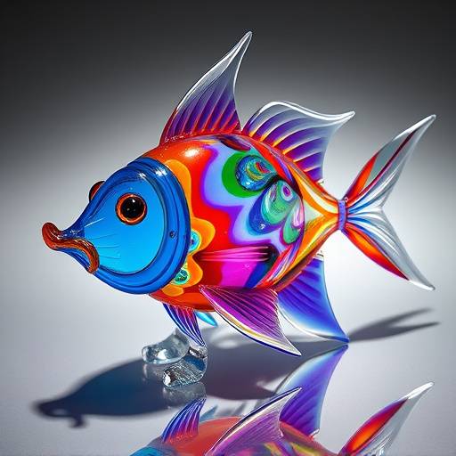 Scultura in vetro soffiato di Murano, raffigurante un pesce